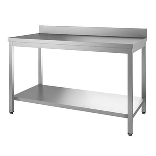 Gastro Inox | Werktafel van roestvrijstaal met onderblad en achteropstand, 1200(l)x600(d)x880(h)mm - GI-301.181