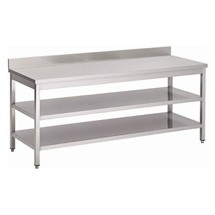 Gastro Inox | Werktafel van roestvrijstaal met dubbel onderblad en achteropstand, 1000(l)x600(d)x880(h)mm - GI-301.358