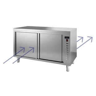 Gastro Inox | Verwarmde roestvrijstalen pass-through werkbank met schuifdeuren, 1800(l)x700(d)x880(h)mm - GI-302.073