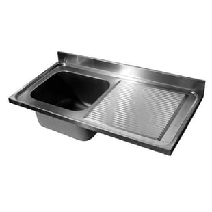 Gastro Inox | Spoeltafelwerkblad bak L roestvrijstaal AISI 304, 1200(l)x700(d)x40(h)mm - GI-305.361