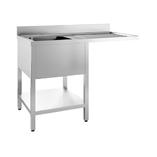 Gastro Inox | Spoeltafel met spoelbak L, onderblad en ruimte voor vaatwasser van rvs AISI 304, 1200(l)mm - GI-305.511