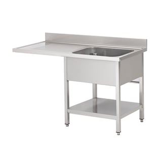 Gastro Inox | Spoeltafel met spoelbak R, onderblad en ruimte voor vaatwasser van rvs AISI 304, 1200(l)mm - GI-305.513