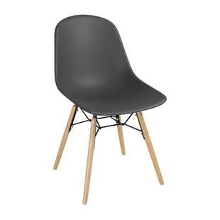 Bolero | Arlo polypropyleen stoelen met houten poten grijs (2 stuks)