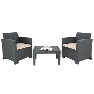 Bolero | Pp Fauteuil En Tafel Rieten Set Grijs
