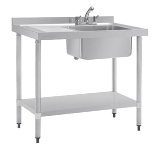 Vogue | RVS spoeltafel enkele spoelbak aan rechterzijde 100x60cm