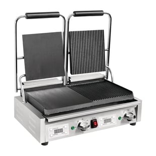 Buffalo | dubbele halve geribbelde contactgrill