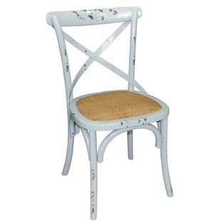 Bolero | houten stoel met gekruiste rugleuning antiek blue wash (2 stuks)