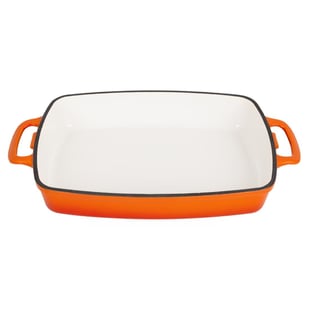 Vogue | rechthoekige gietijzeren ovenschaal oranje 2,8Ltr