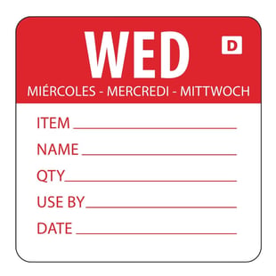 Hygiplas | oplosbare kleurcode voedseletiketten woensdag (250 stuks)