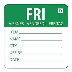 Hygiplas | oplosbare kleurcode voedseletiketten vrijdag (250 stuks)