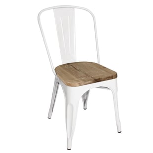 Bolero | Bistro Bijzetstoelen Met Houten Zitkussen Wit (4 Stuks)