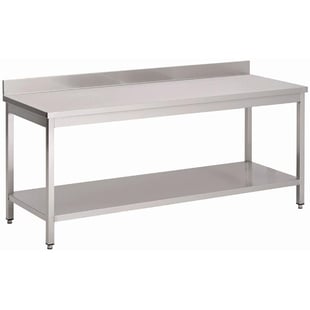 Gastro M | RVS werktafel met onderblad en achteropstand 88x180x70cm