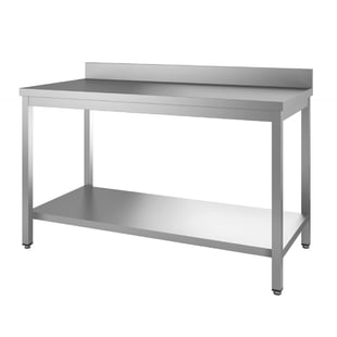 Gastro M | RVS werktafel met onderblad en achteropstand 85x70x70cm