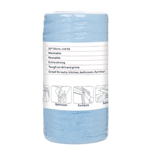 Nisbets Essentials | Blauwe Microvezeldoek 300x300mm - Rol Van 50 Afscheurvellen