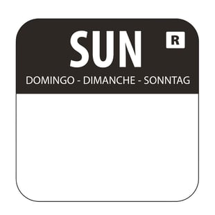 Hygiplas | voedseletiketten zondag kleurcode zwart (1000 stuks)
