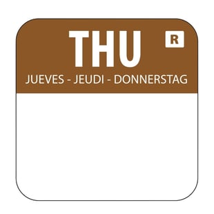 Hygiplas | voedseletiketten donderdag kleurcode bruin (1000 stuks)