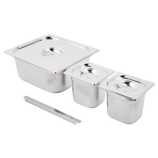 Vogue | RVS Gastronorm Bakken Set 2x 1/6 en 2/3 Met Deksels