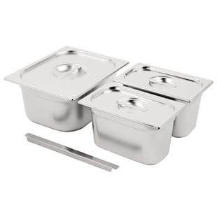 Vogue | RVS Gastronorm Bakken Set 1/2 en 2x 1/4 Met Deksels