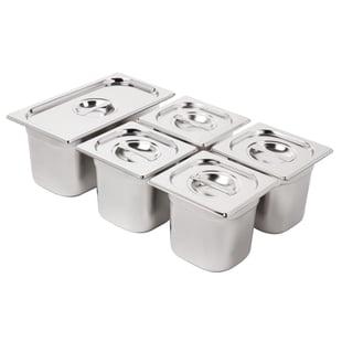 Vogue | RVS Gastronorm Bakken Set 1/3 en 4 x 1/6 Met Deksels
