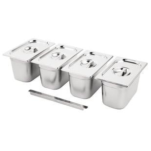 Vogue | RVS Gastronorm Bakken Set 4x 1/4 Met Deksels