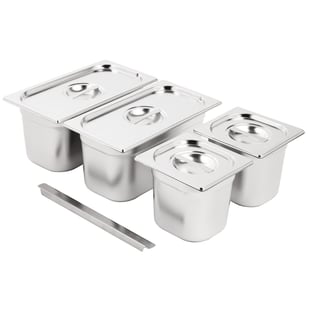 Vogue | RVS Gastronorm Bakken Set 2x 1/3 2x 1/6 Met Deksels