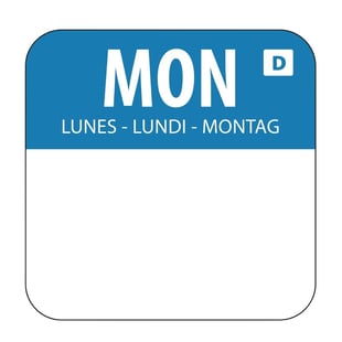 Hygiplas | oplosbare blanco kleurcode voedseletiketten maandag (1000 stuks)