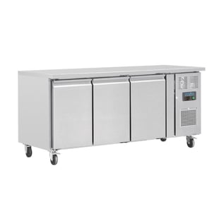 Polar | U-Serie Driedubbele Deur Aanrecht Koelkast 417Ltr