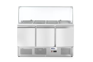 Arktic | Saladette met 3 deuren en glazen vitrine 380L