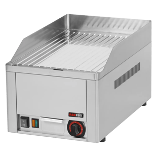 REDFOX FTRC 30 E | Fry-top griddle plate 32x48 elektrisch verchroomd geribbeld werkblad 230 V