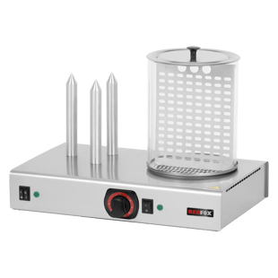 REDFOX HD 03 N | Hotdogmachine verwarmer 3 spiezen met glazen cilinder