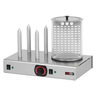 REDFOX HD 04 N | Hotdogmachine verwarmer 4 spiezen met glazen cilinder