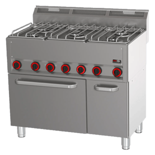 REDFOX SPT 90/5 GL | Kookfornuis gecombineerd met elektrische convectieoven GN 1/1 - 5x brander