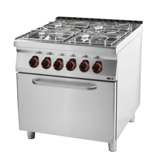 REDFOX SPT 90/80-21 GE | Gecombineerd kookfornuis met elektrische statische oven GN 2/1 - 4x brander