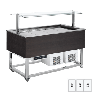 REDFOX ES BLUE+ 3W | Gekoeld presentatie-eiland GN 3-1/1 Wenge