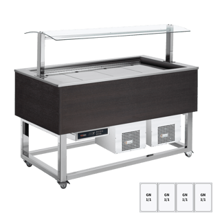 REDFOX ES BLUE+ 4W | Gekoeld presentatie-eiland GN 4-1/1 Wenge