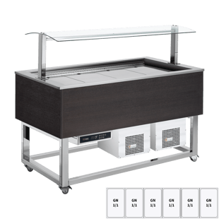 REDFOX ES BLUE+ 6W | Gekoeld presentatie-eiland GN 6-1/1 Wenge