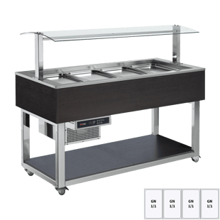 REDFOX ES GREEN+ 4W | Gekoeld presentatie-eiland GN 4-1/1 Wenge
