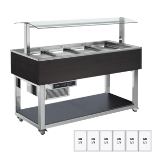 REDFOX ES GREEN+ 6W | Gekoeld presentatie-eiland GN 6-1/1 Wenge