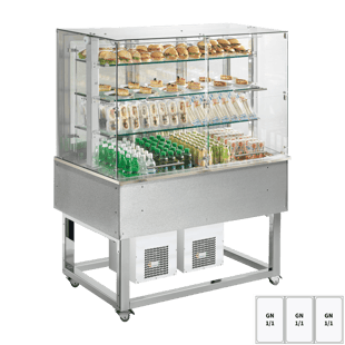 REDFOX ES PLATINUM+ 3 DF | Gekoelde displayunit GN 3-1/1 omhoog te openen