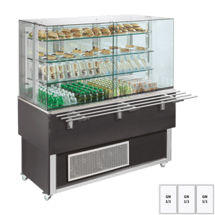 REDFOX ES PLATINUM+ 3W DS | Gekoelde displayunit GN 3-1/1 onderkap, zijwaarts te openen, Wenge