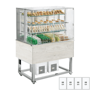 REDFOX ES PLATINUM+ 4H DF | Gekoelde displayunit GN 4-1/1 onderkap, omhoog te openen, Hemlock