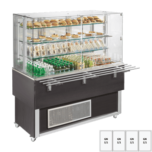 REDFOX ES PLATINUM+ 4W DF | Gekoelde displayunit GN 4-1/1 onderkap, omhoog te openen, Wenge