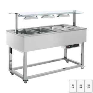 REDFOX ES RED+ 3R | Verwarmd presentatie-eiland, bain marie-kuip GN 3-1/1 RAL