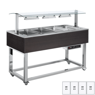 REDFOX ES RED+ 4W | Verwarmd presentatie-eiland, bain marie-kuip GN 4-1/1 Wenge