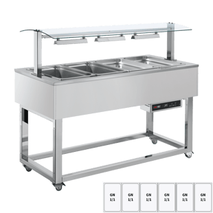REDFOX ES RED+ 6R | Verwarmd presentatie-eiland, bain marie-kuip GN 6-1/1 RAL