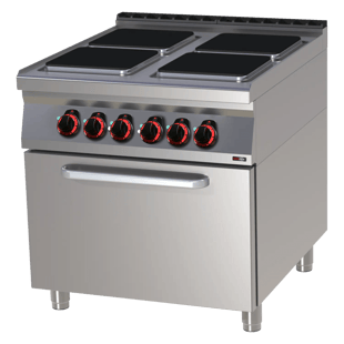 REDFOX SPQT 90/80 21 E | Elektrisch kookfornuis met elektrische statische oven GN 2/1 - 4x plaat