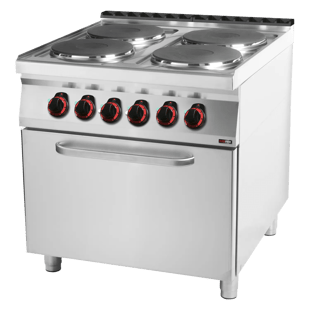 REDFOX SPT 90/80 21 E | Elektrisch kookfornuis met elektrische statische oven GN 2/1 - 4x plaat 400 V