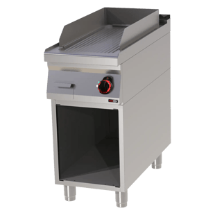 REDFOX FTR 90/40 E | Bakplaat 31x65 elektrisch geribbeld op open onderkast 400 V