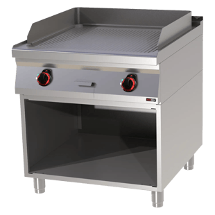 REDFOX FTR 90/80 E | Bakplaat 71x65 elektrisch geribbeld op open onderkast 400 V