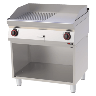 REDFOX FTHRC 70/80 E | Fry-top bakplaat 80x51 elektrisch verchroomd gecombineerd op open kast 400 V
